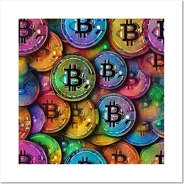 Bitcoin colorful Wall Art by Creativeoptimize